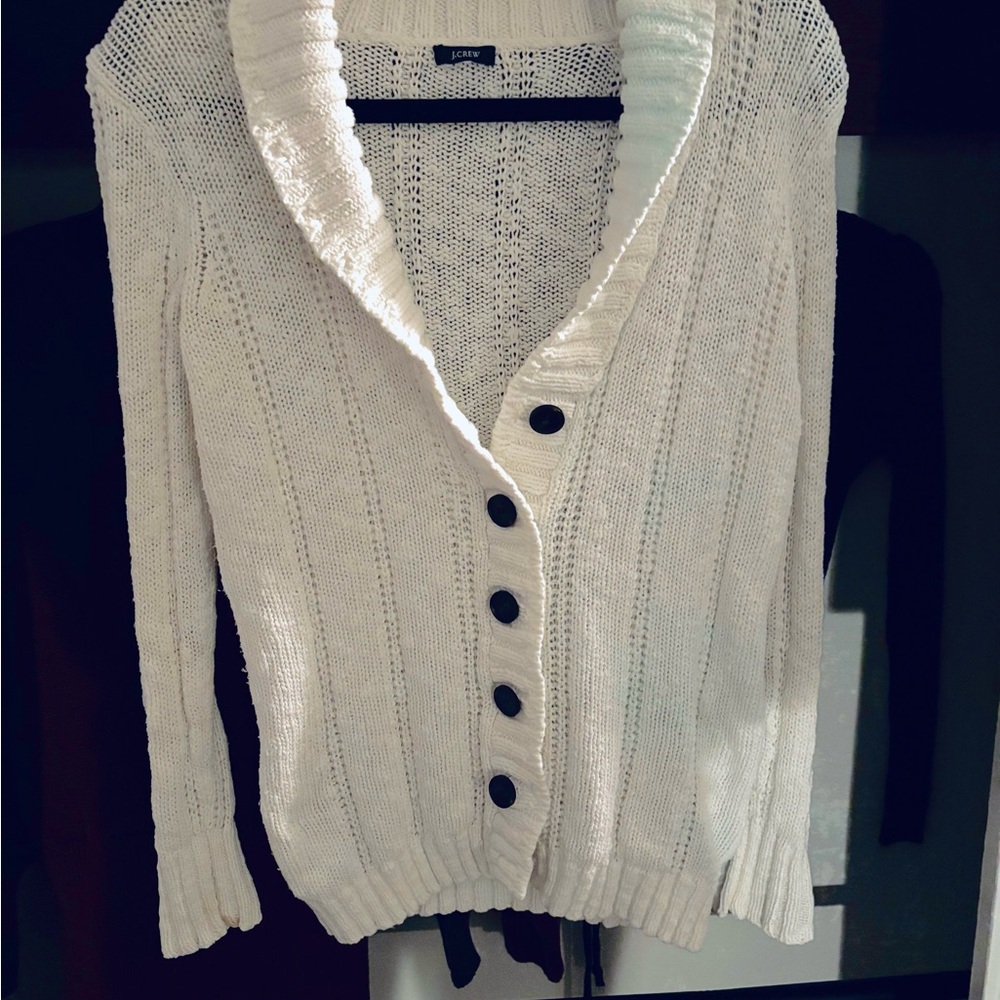 J.Crew White Knit Boyfriend Cardigan